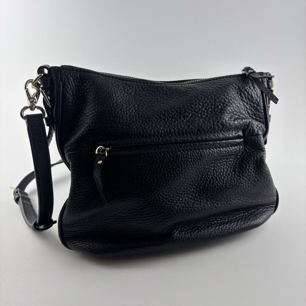 Kate Spade Black Pebbled Leather Unique Expandable Cross Body Handbag Purse